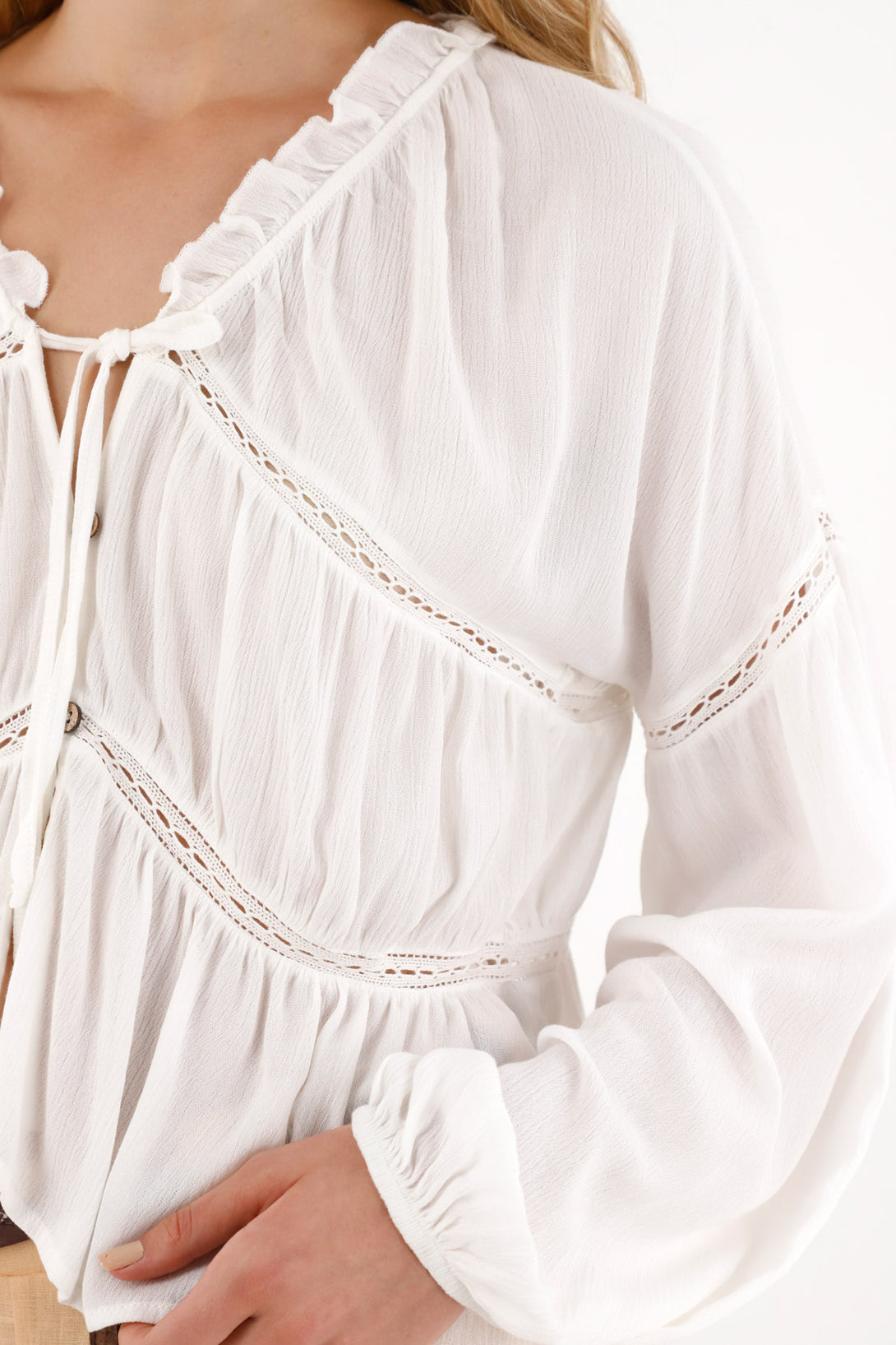Women's Flared Sleeve Cream Shirt