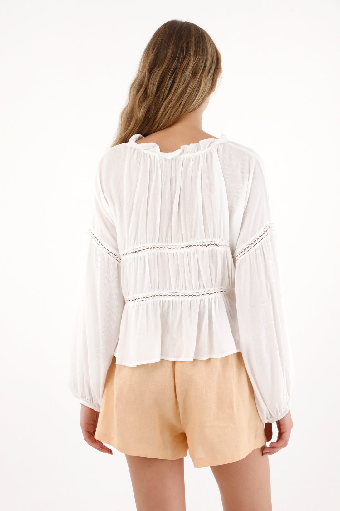Women's Flared Sleeve Cream Shirt