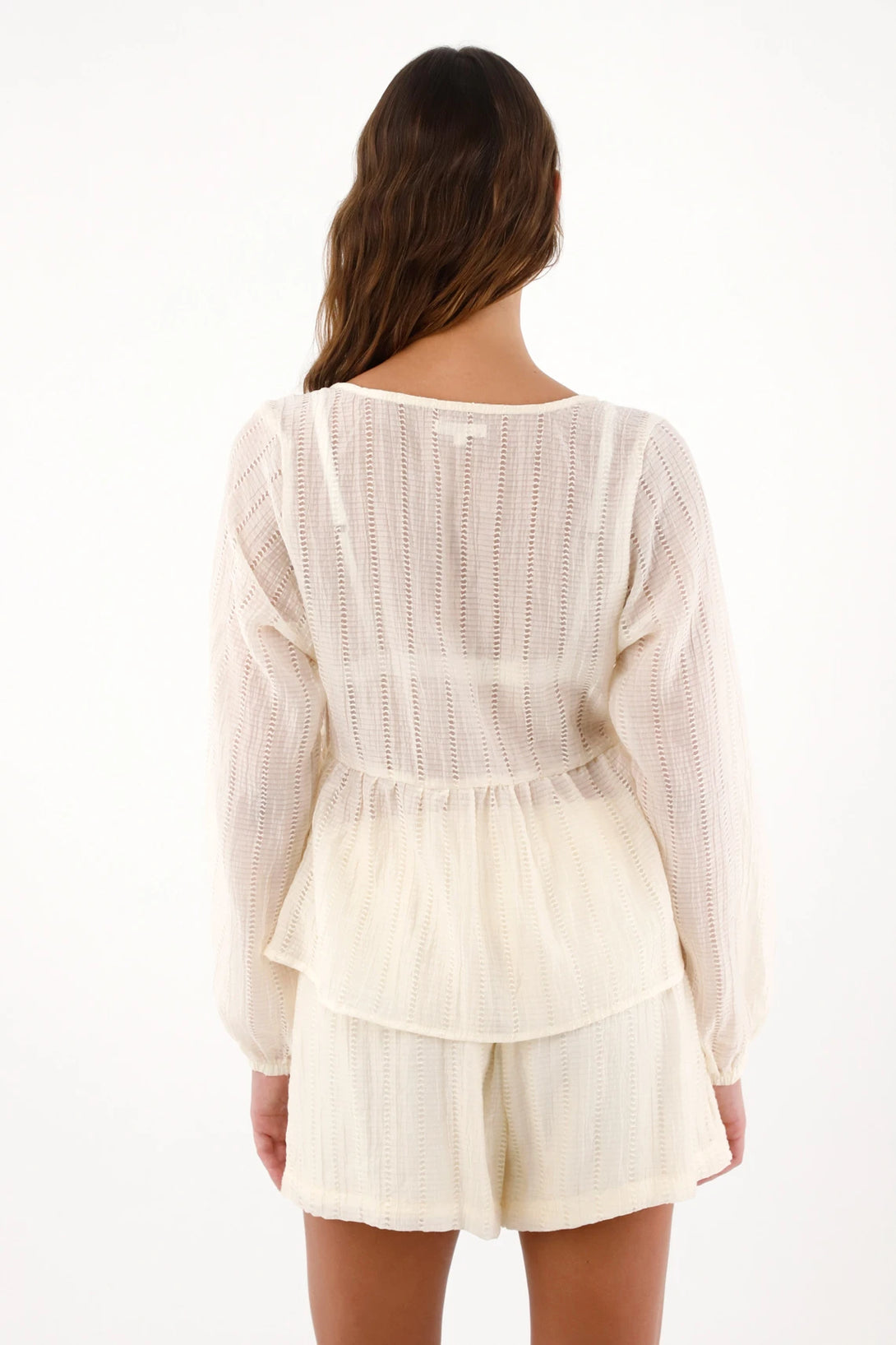Shirt in Embroidered Fabric with Ruffles Black for Women