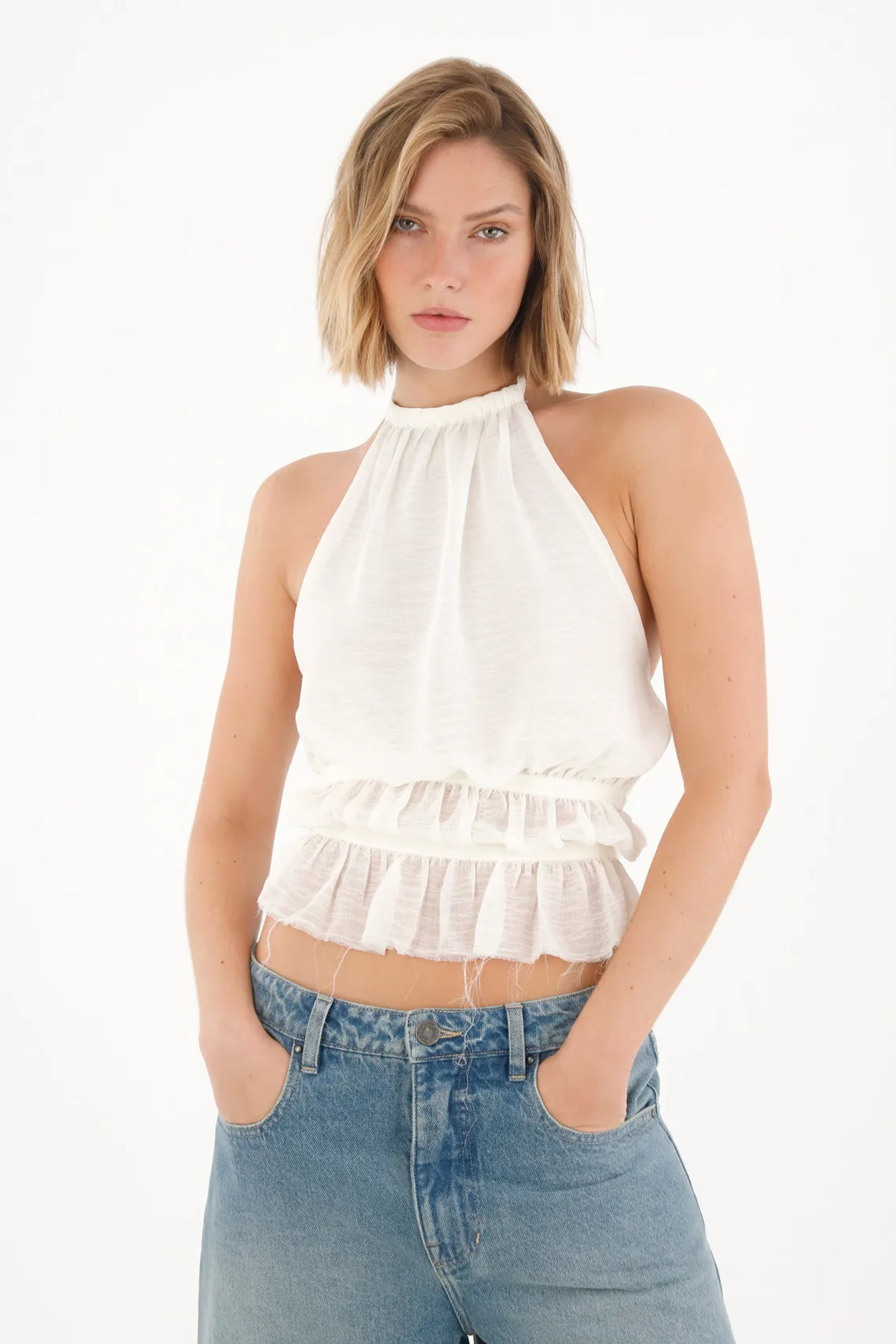 Off-white Bolero Cut Shirt for Women