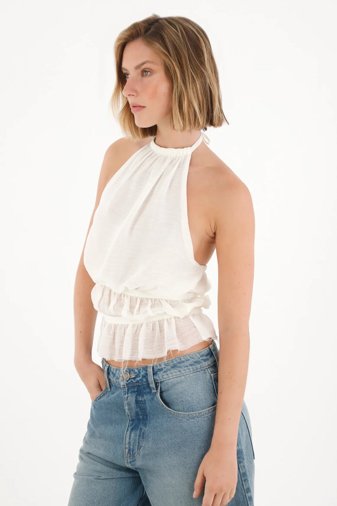 Off-white Bolero Cut Shirt for Women