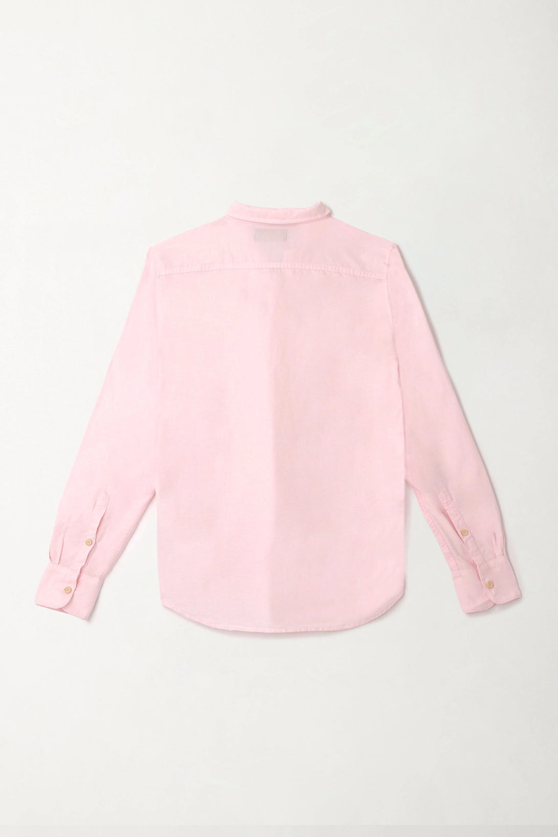 Camisa de cuello clásico y manga larga rosada para hombre