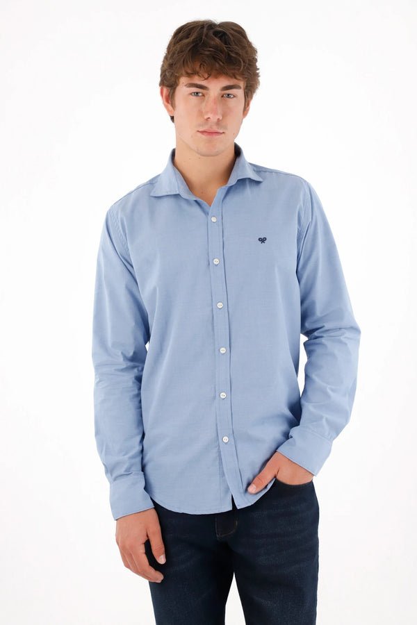 Camisa con mini raqueta azul para hombre