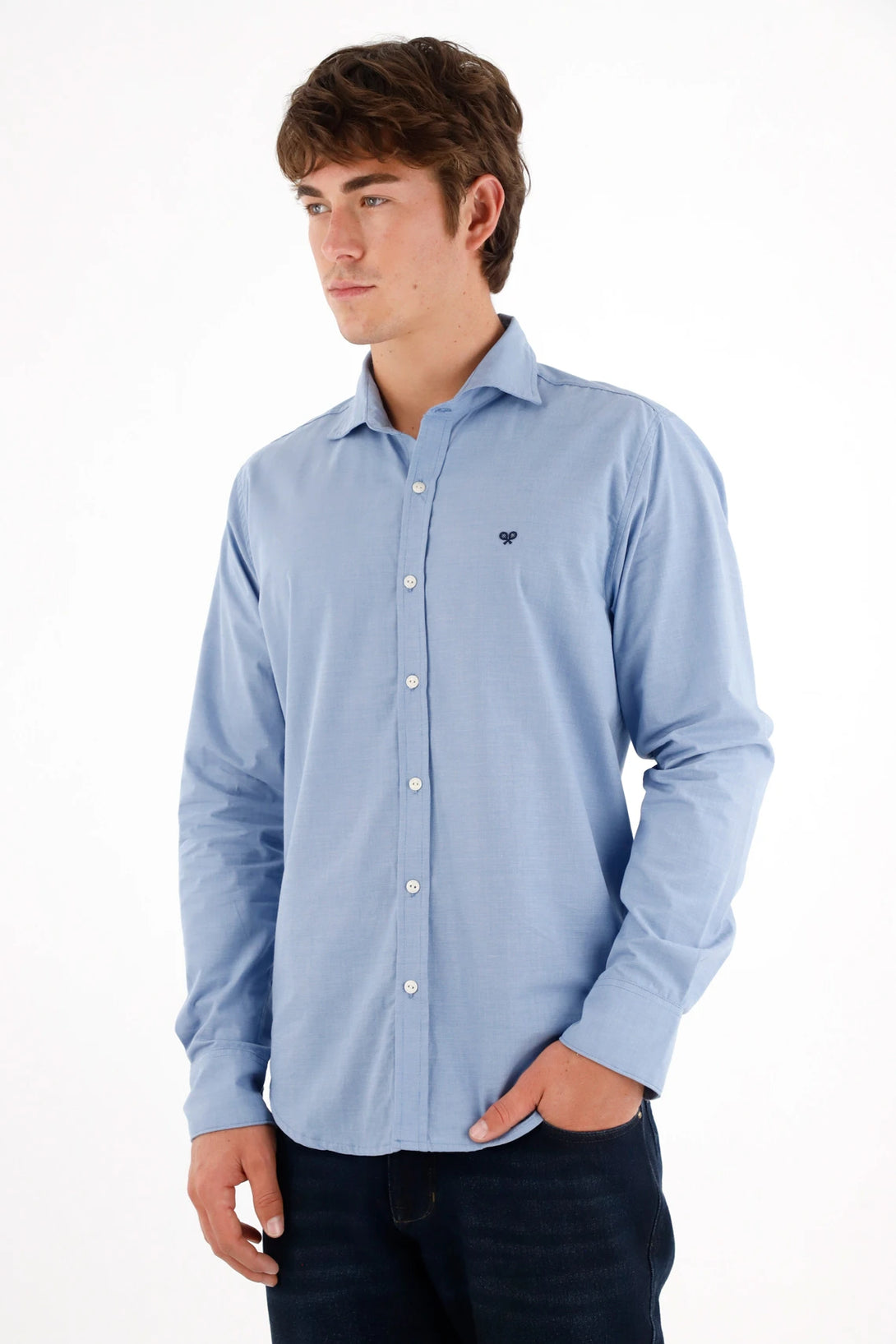 Camisa con mini raqueta azul para hombre