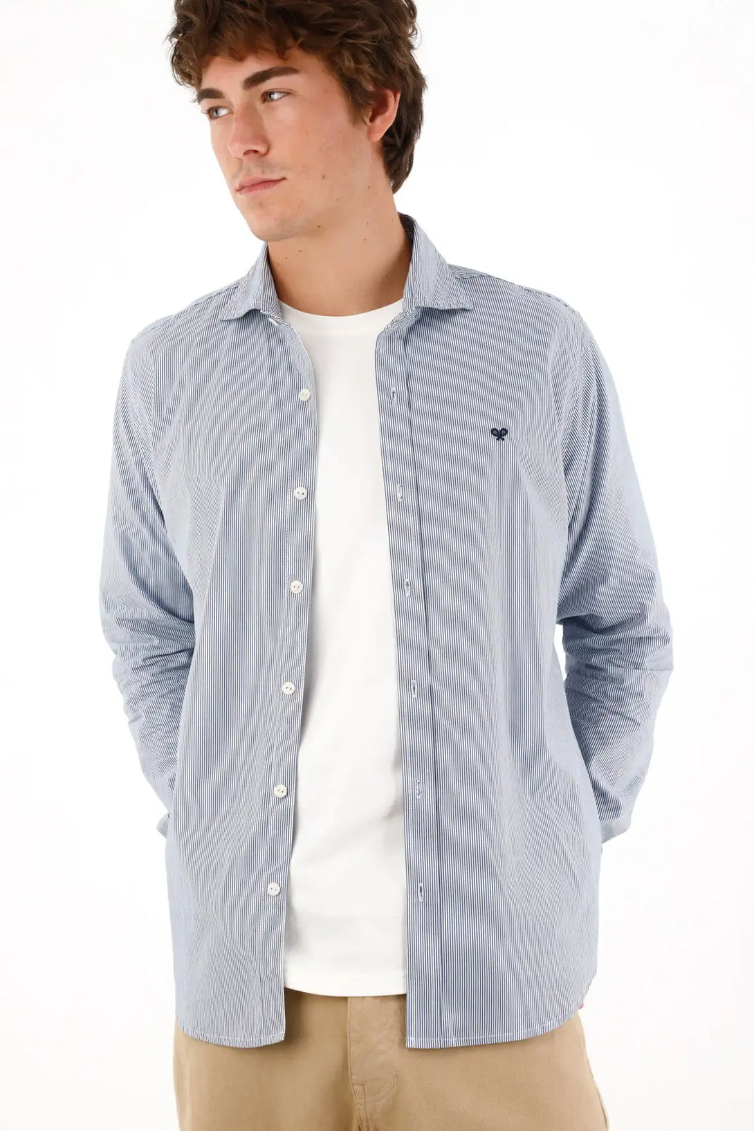 Long Sleeve Striped Blue Shirt for Men