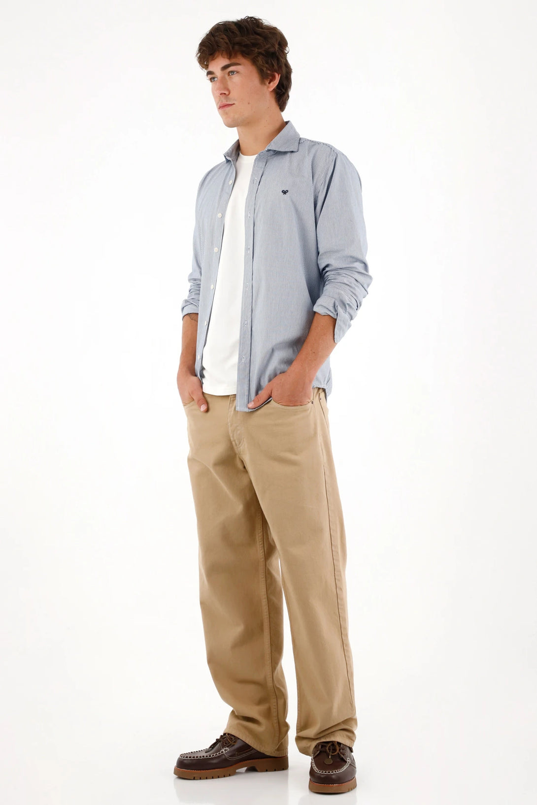 Long Sleeve Striped Blue Shirt for Men