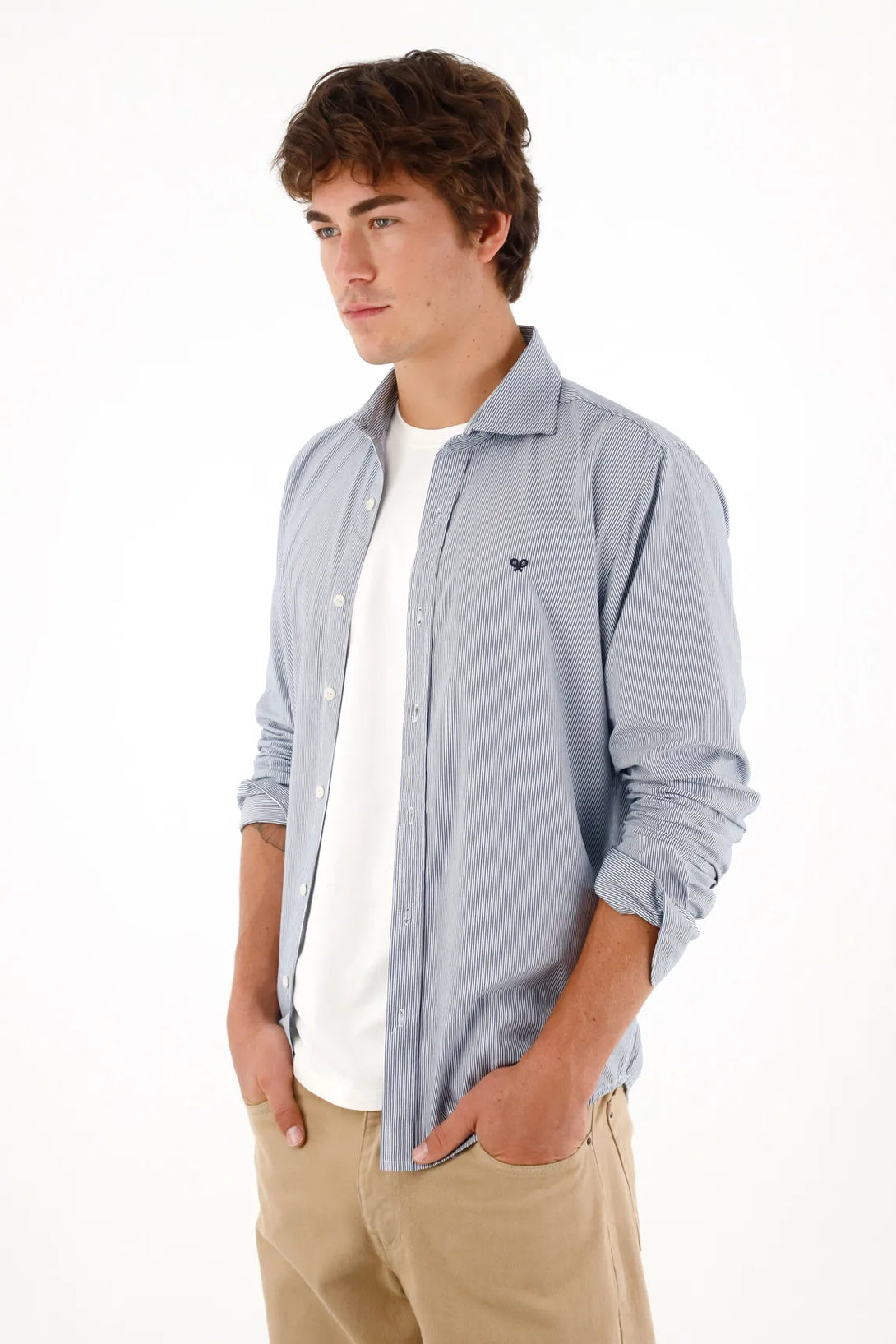 Long Sleeve Striped Blue Shirt for Men