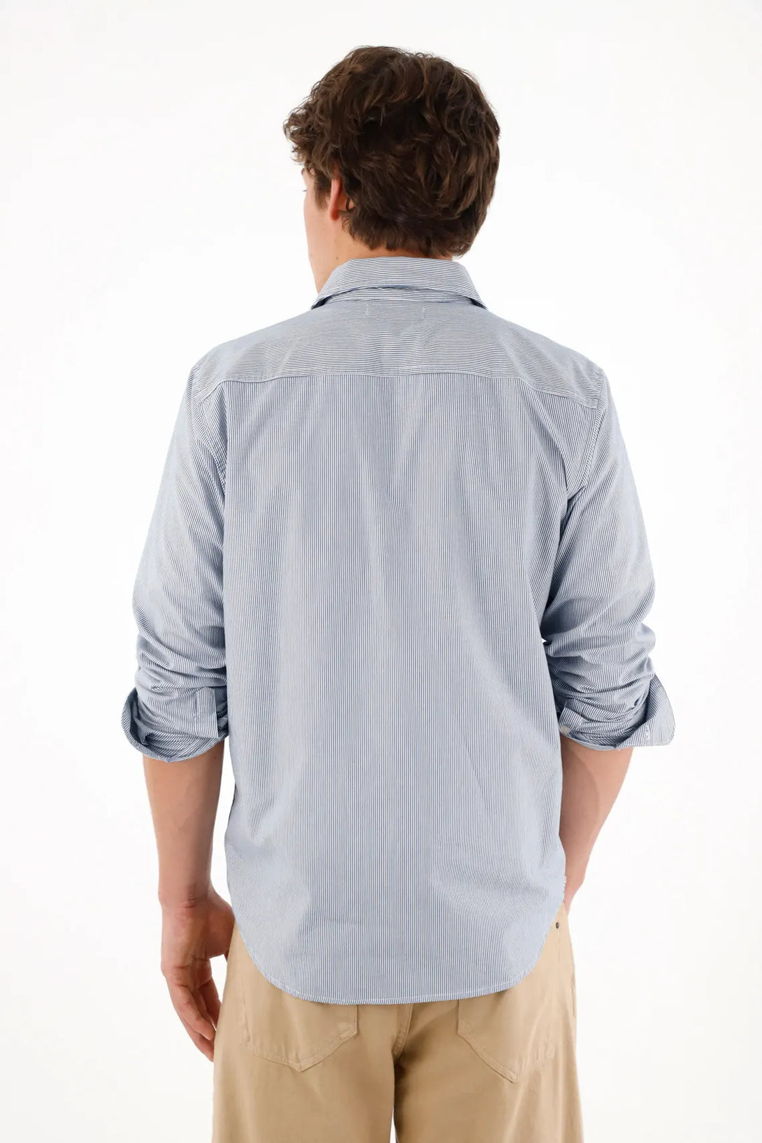 Long Sleeve Striped Blue Shirt for Men