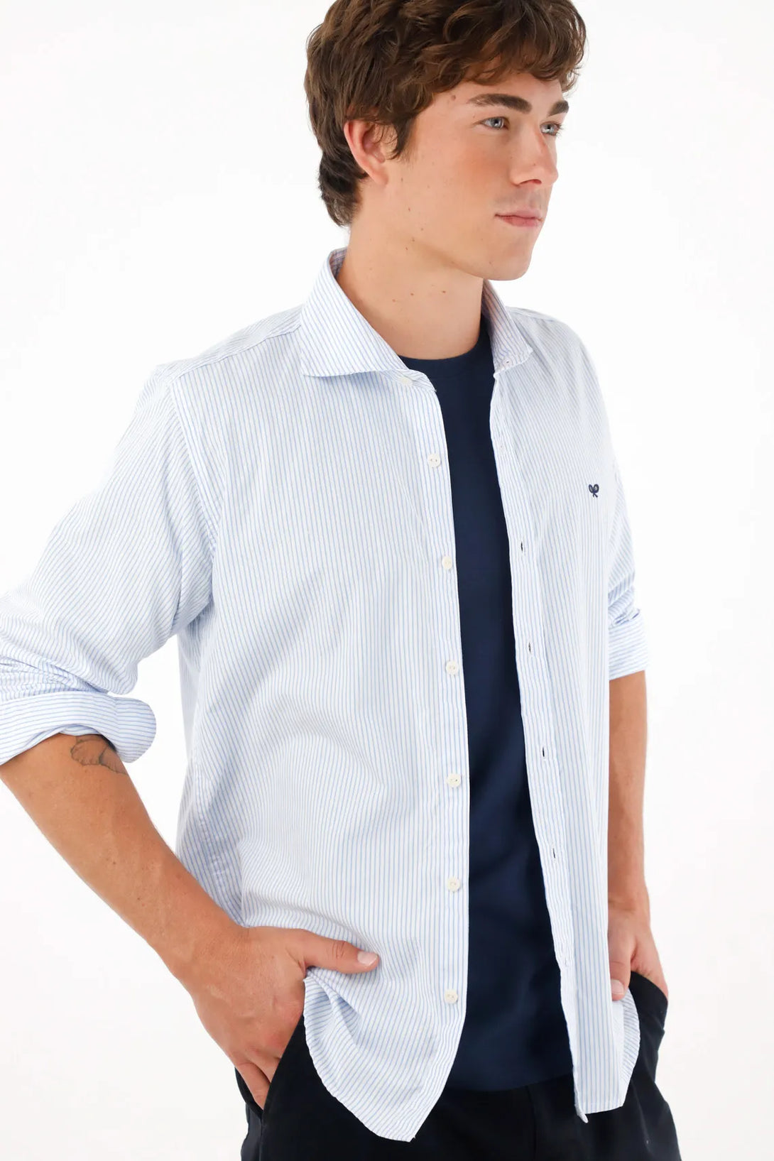Shirt with Blue Striped Design for Men