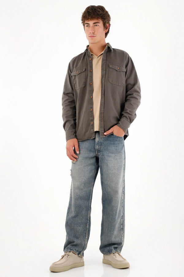 Vintage Dyed Drill Shirt for Men