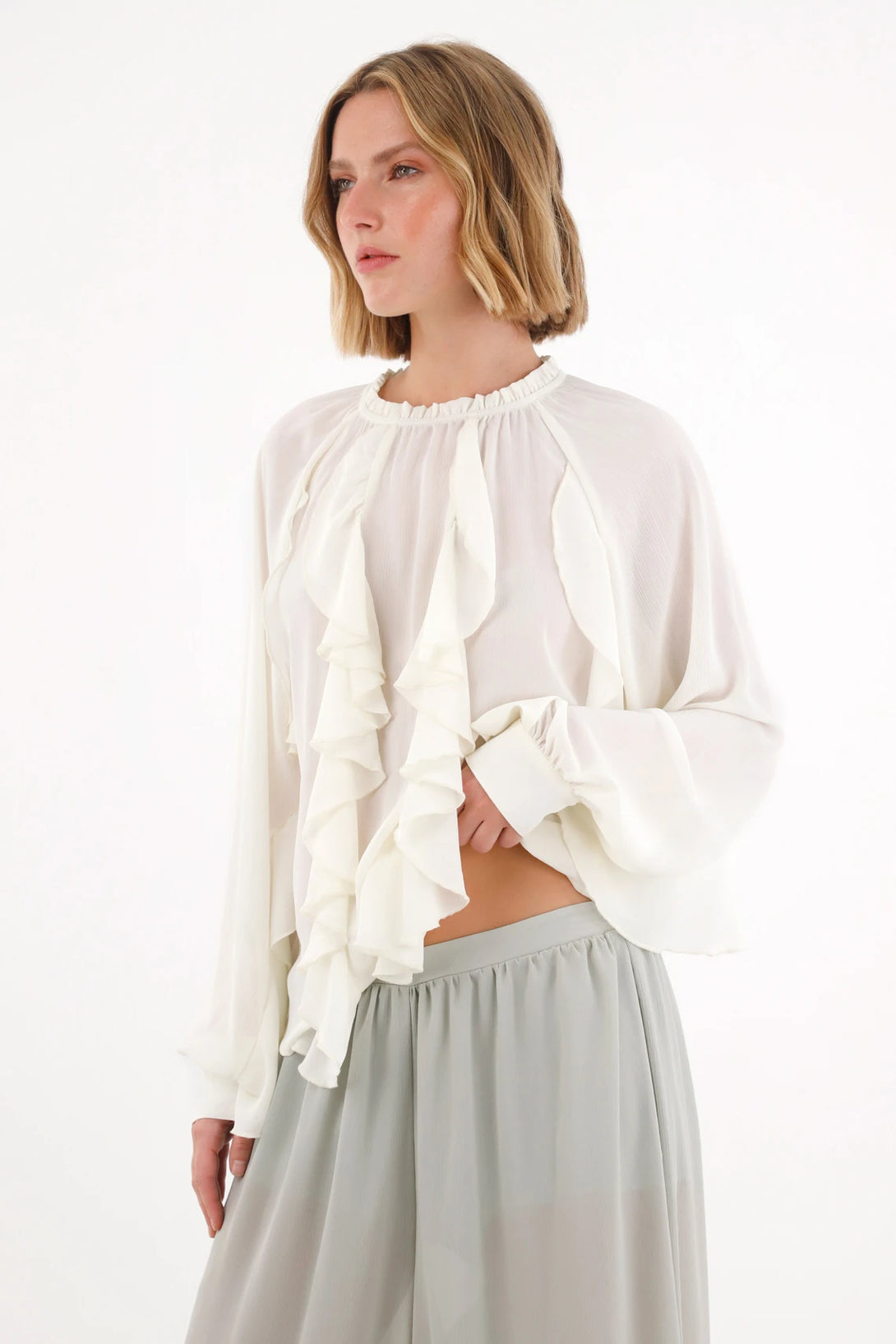 Camisa con diseño de boleros crudo para mujer