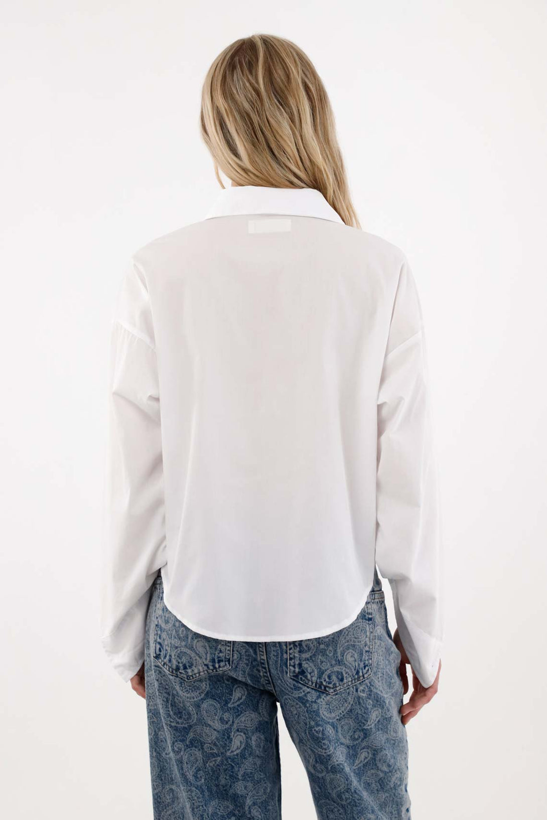 Long Sleeve White Shirt with Pocket for Women