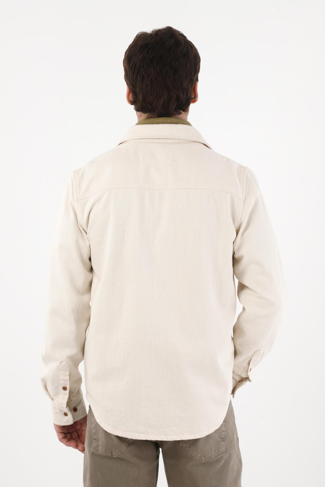 Shirt for men 100% off-white relaxed fit with pockets