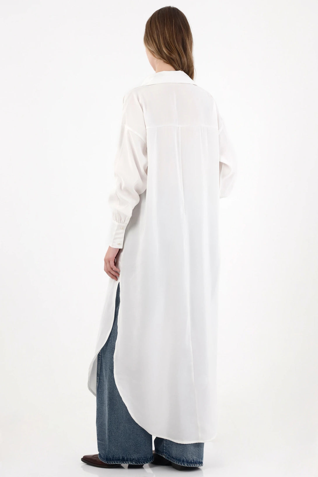 Long Sleeve Button-Up Shirt Off-White for Women