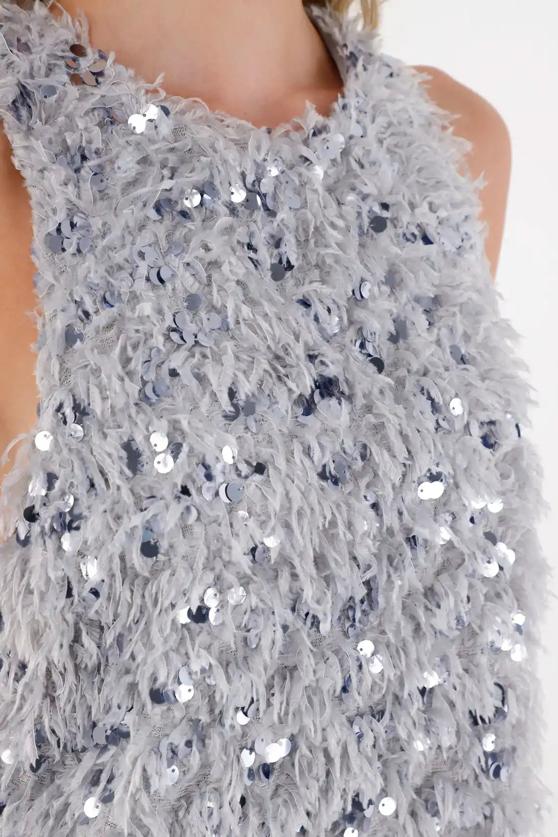 Camisa con lentejuelas gris para mujer