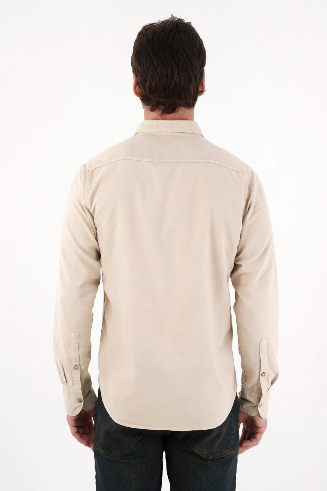 Long Sleeve Shirt with Brown Embroidery Detail for Men