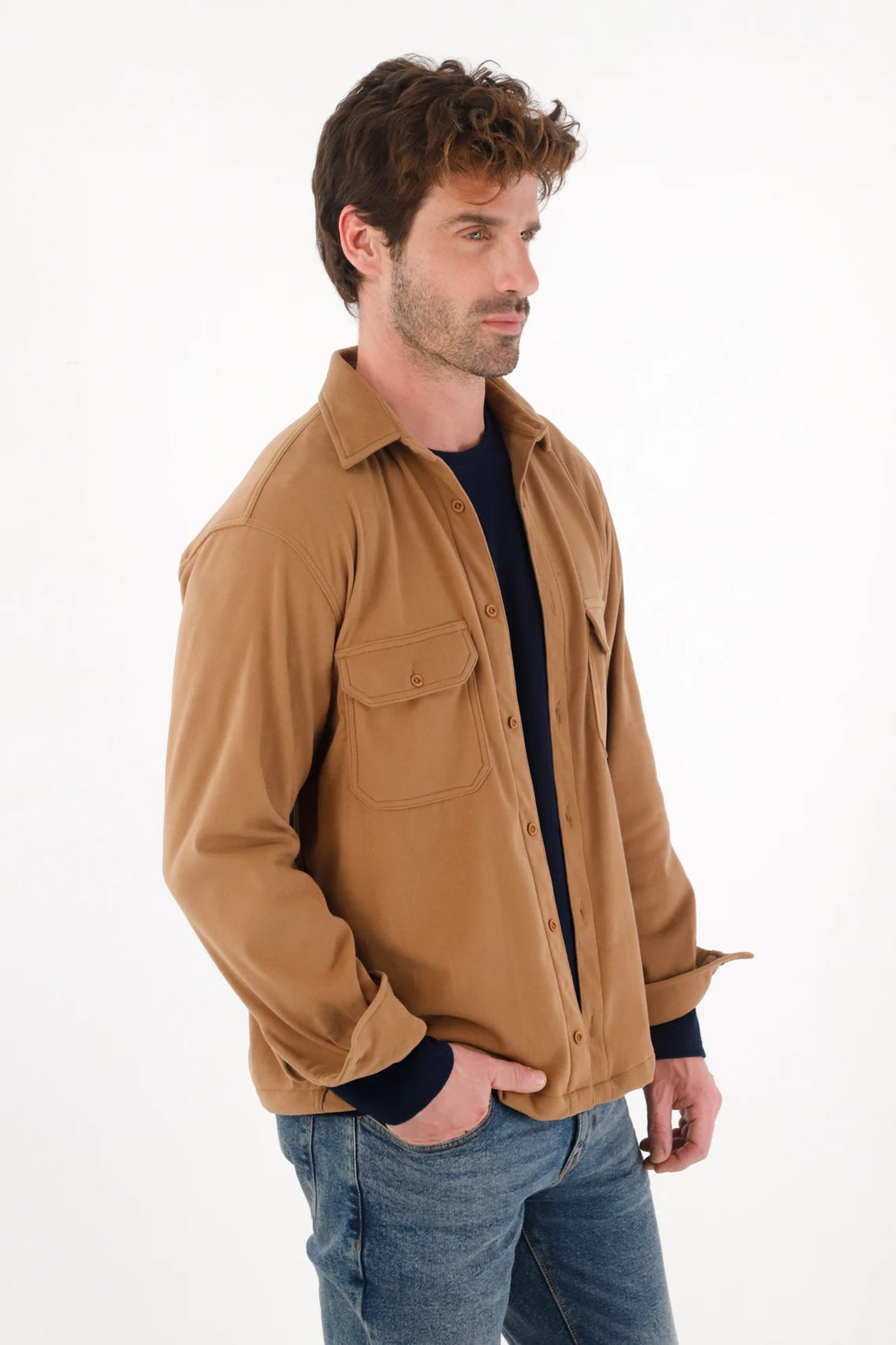 Shirt with Brown Patch Pockets for Men