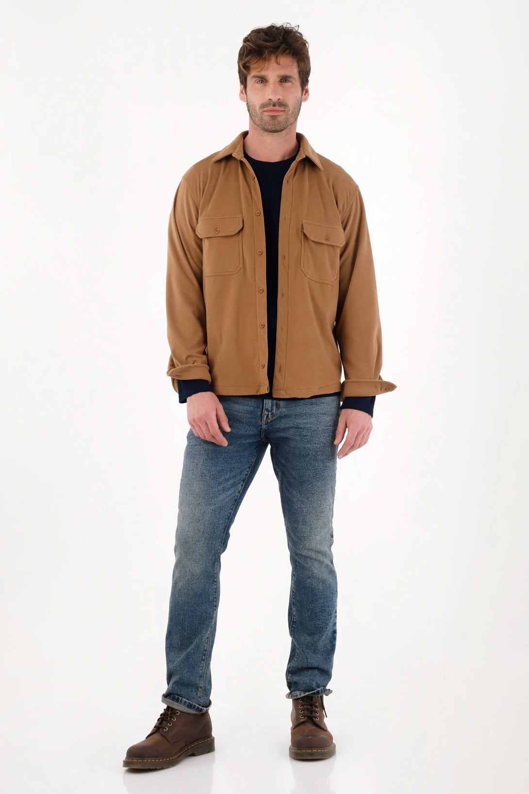 Shirt with Brown Patch Pockets for Men