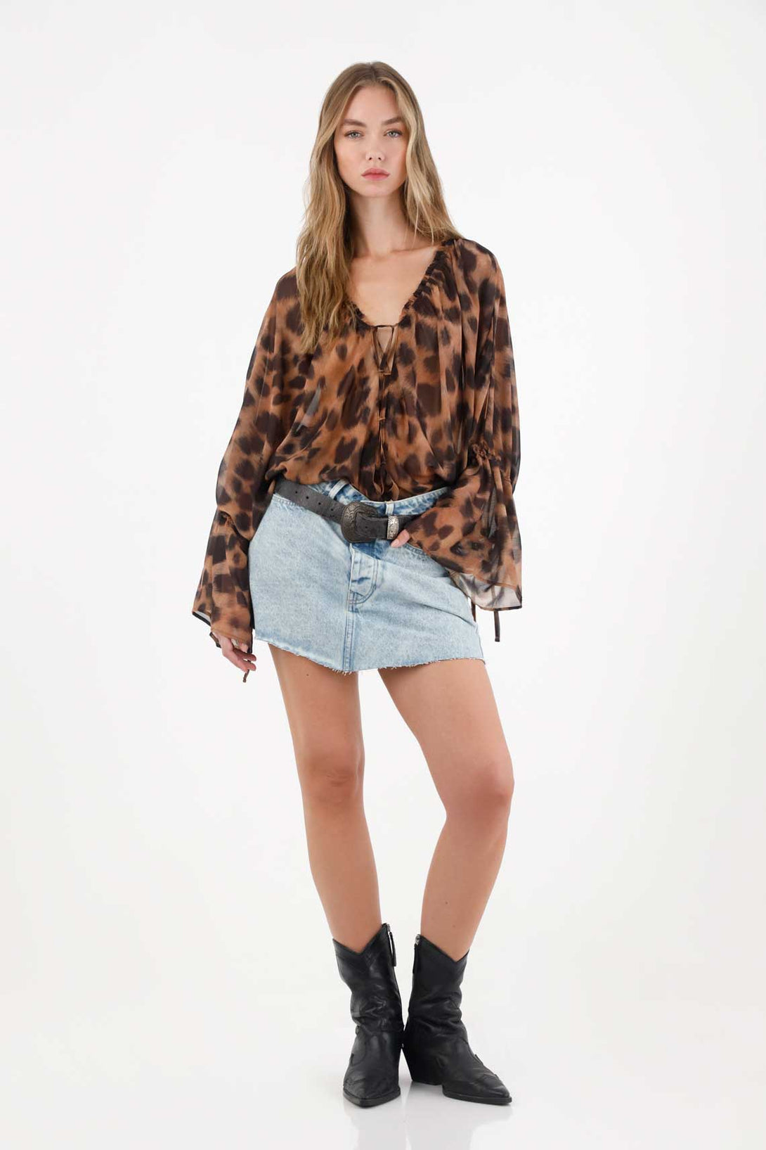 Animal Print Shirt with Light Transparency for Women