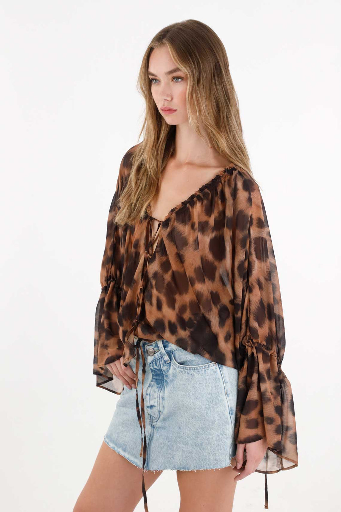 Animal Print Shirt with Light Transparency for Women