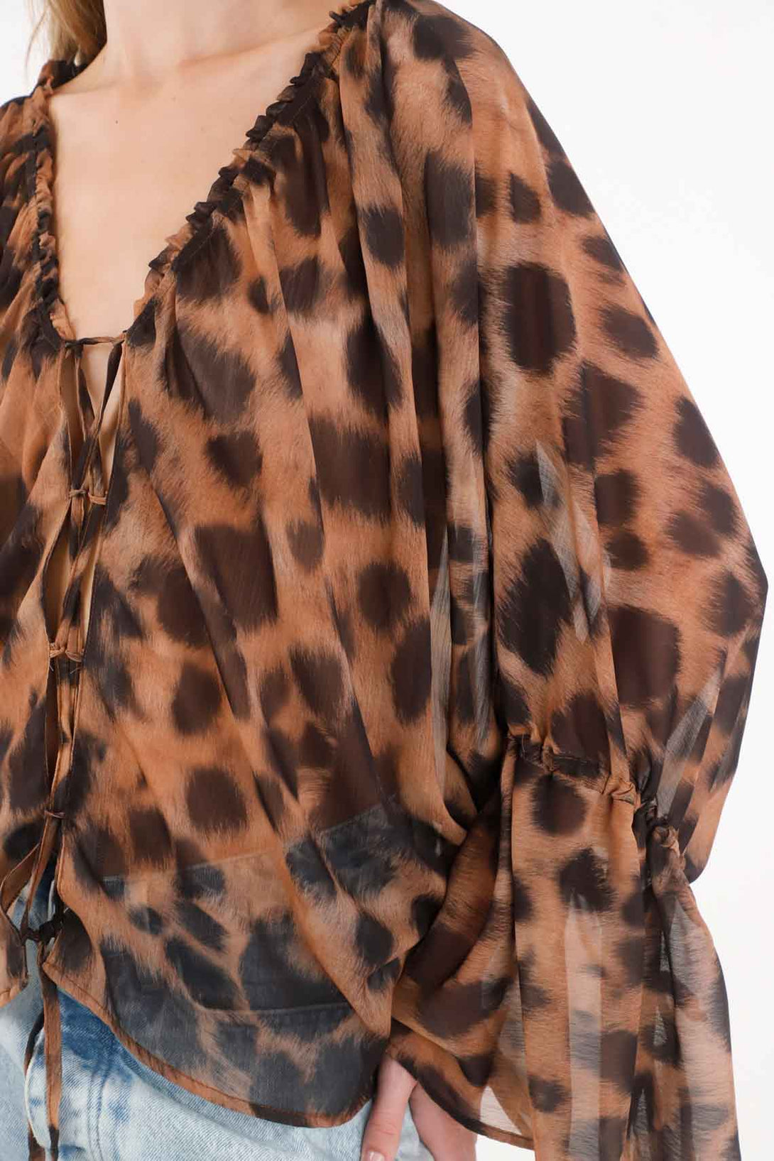 Animal Print Shirt with Light Transparency for Women