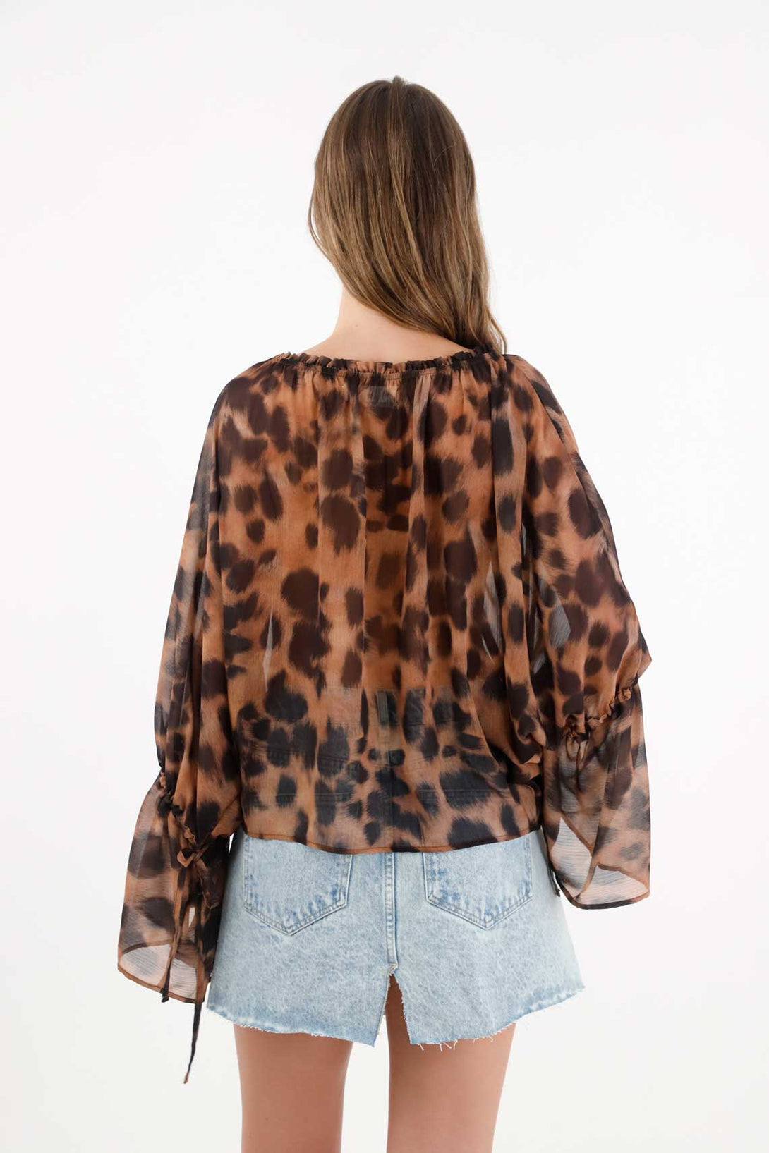 Animal Print Shirt with Light Transparency for Women