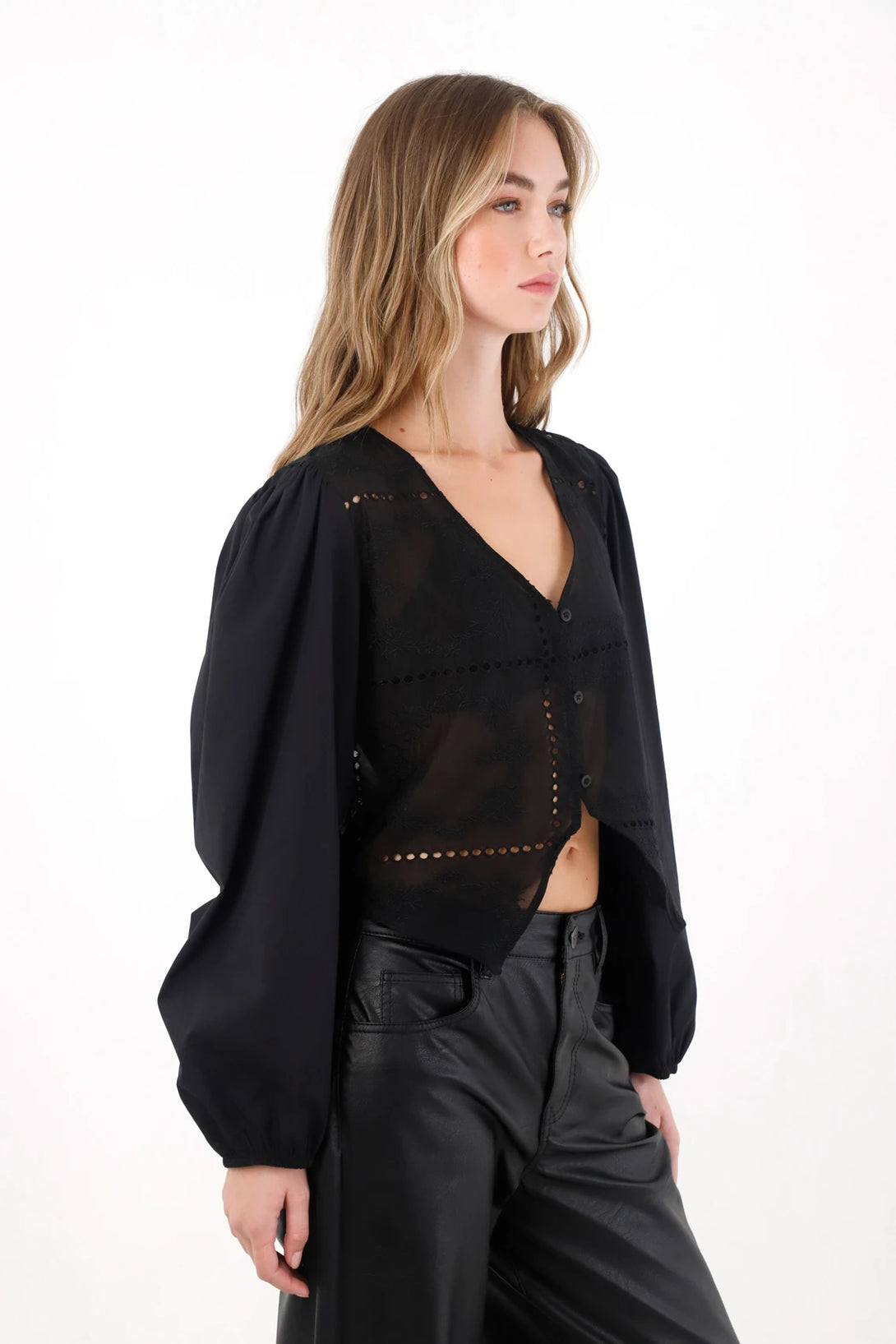 Shirt with slight black transparency for women