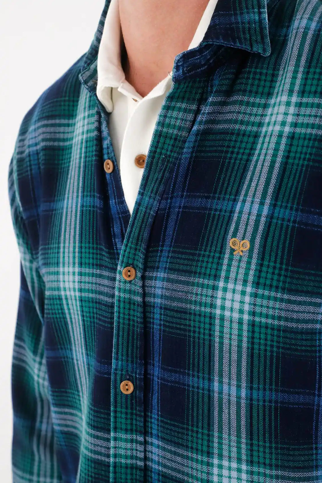 Camisa tipo leñadora a cuadros verde para hombre