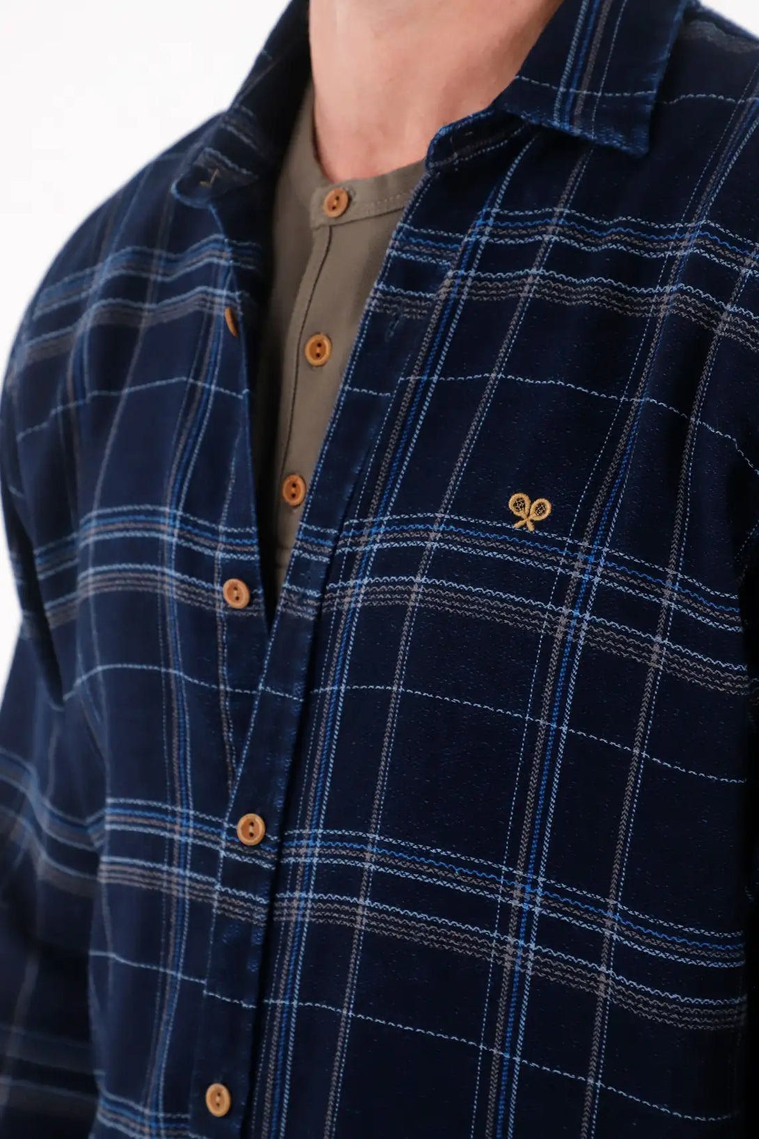 Blue Plaid Flannel Shirt for Men