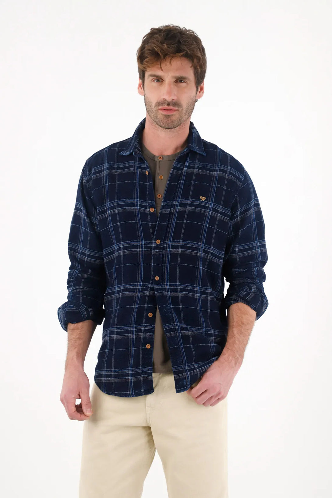 Blue Plaid Flannel Shirt for Men