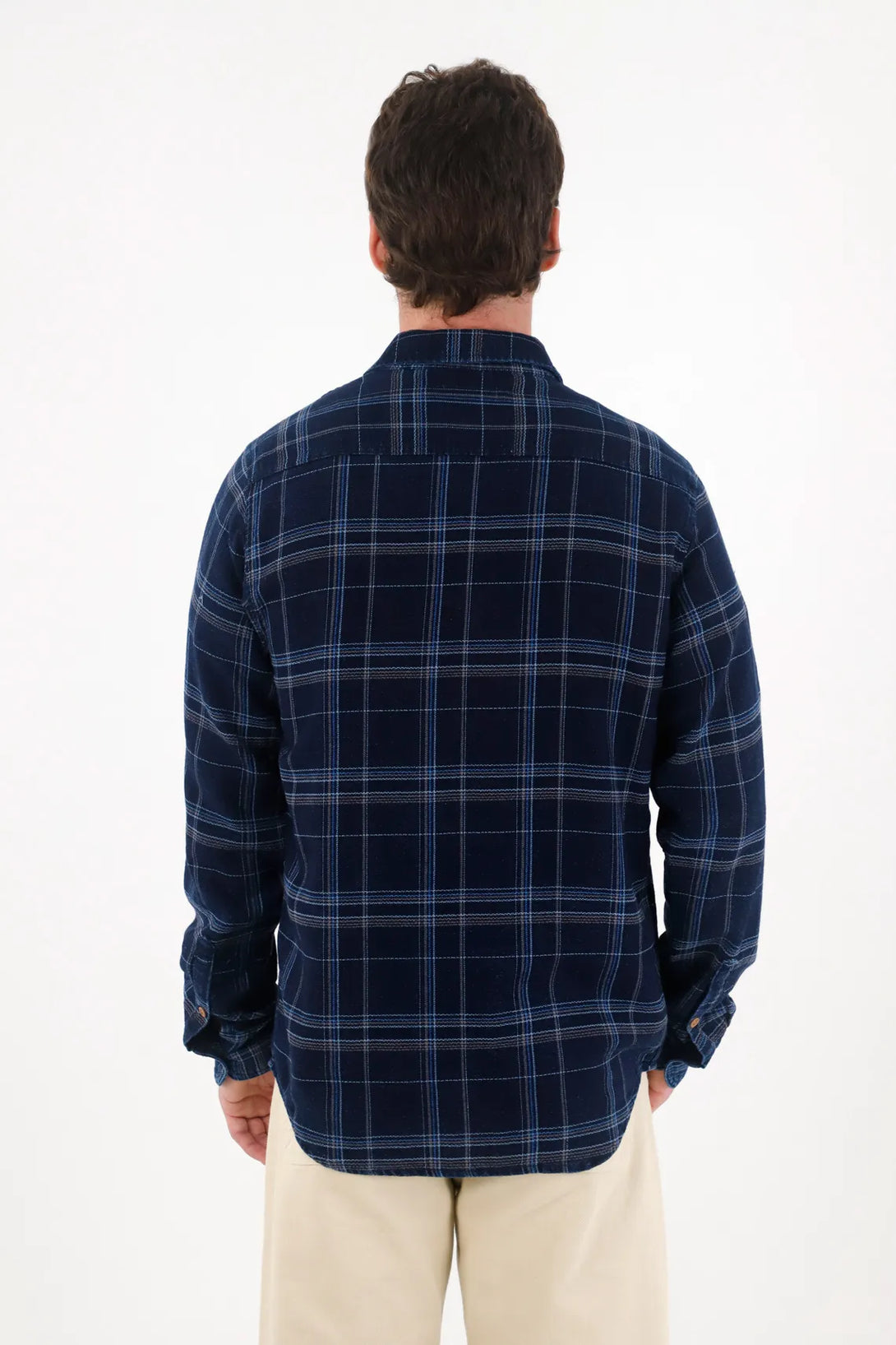 Blue Plaid Flannel Shirt for Men