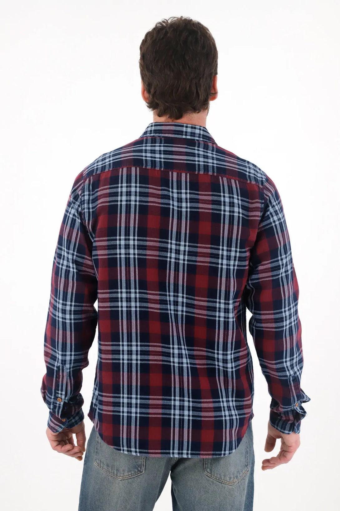 Camisa tipo leñadora azul para hombre