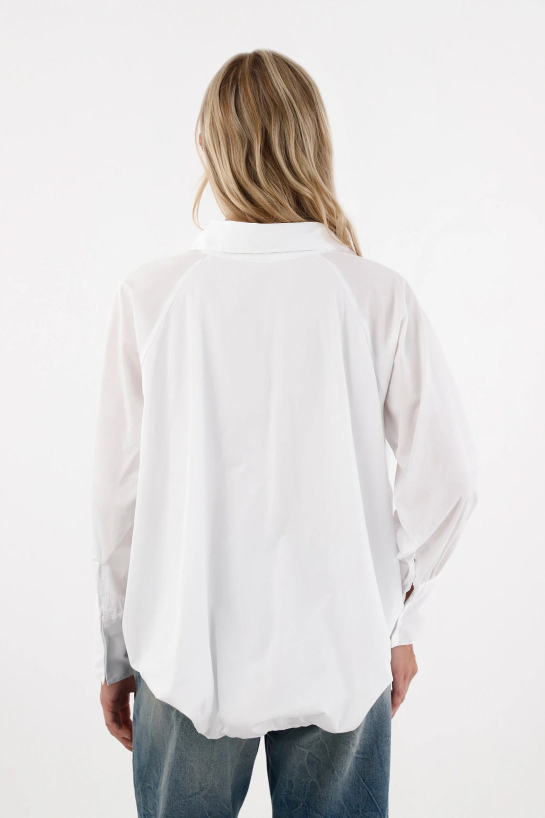 White Balloon Silhouette Shirt for Women