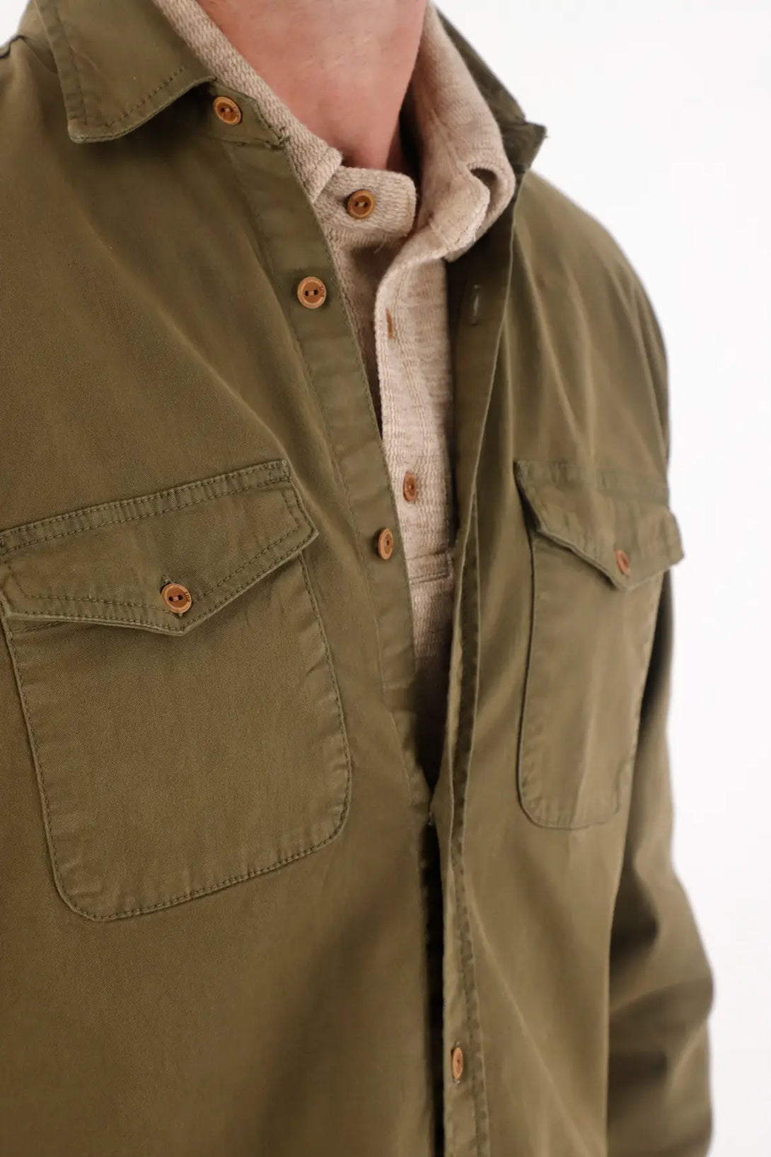 Classic Long Sleeve Green Shirt for Men