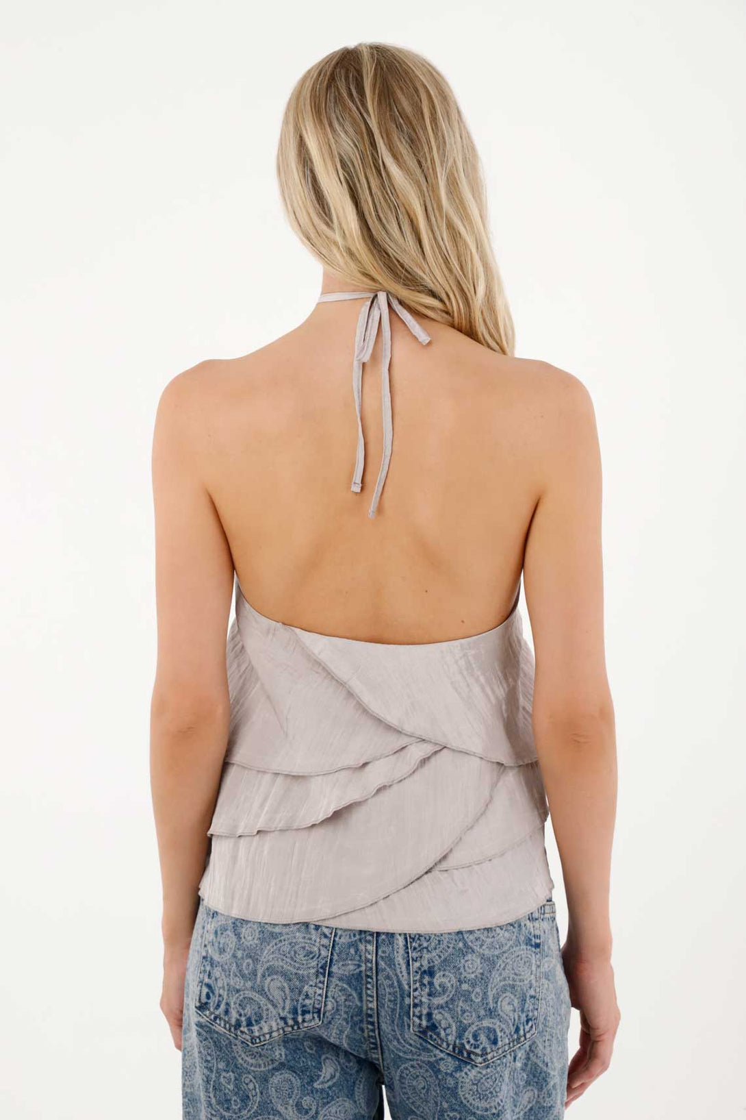 Camisa manga sisa gris para mujer