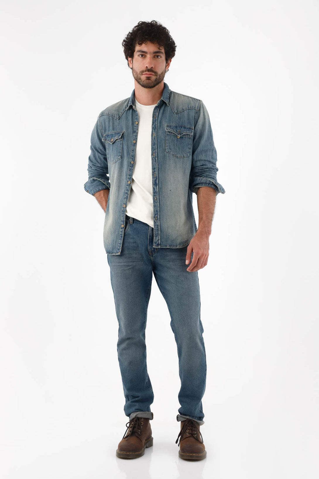 Men's Indigo Cotton Denim Shirt with Relaxed Fit – TNS