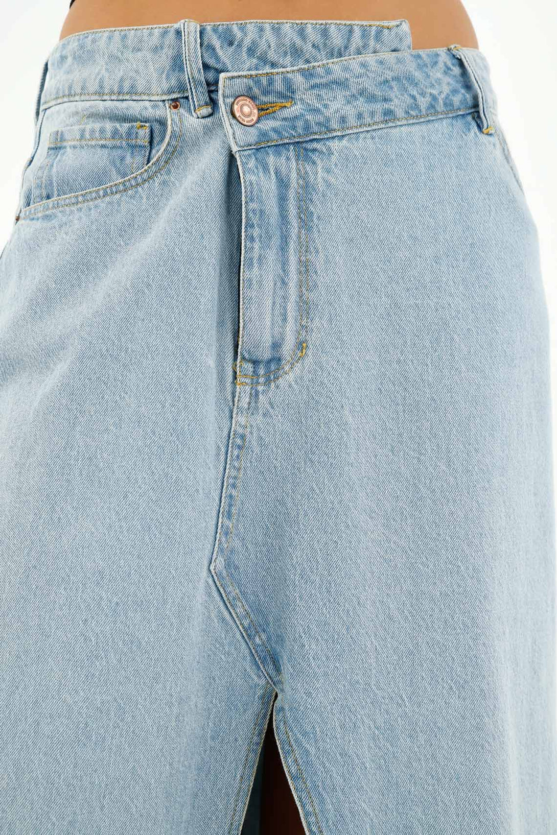 Falda larga azul para mujer