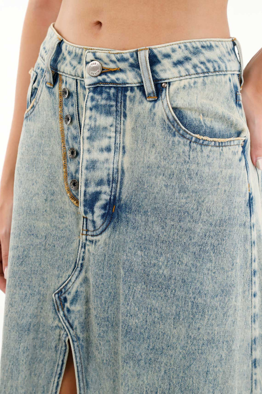 Women's Long A-Line Blue Denim Skirt