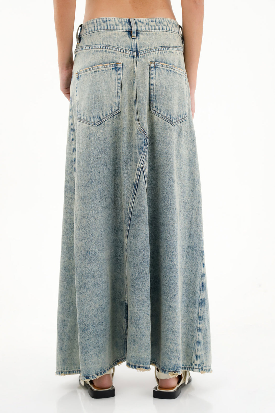 Women's Long A-Line Blue Denim Skirt