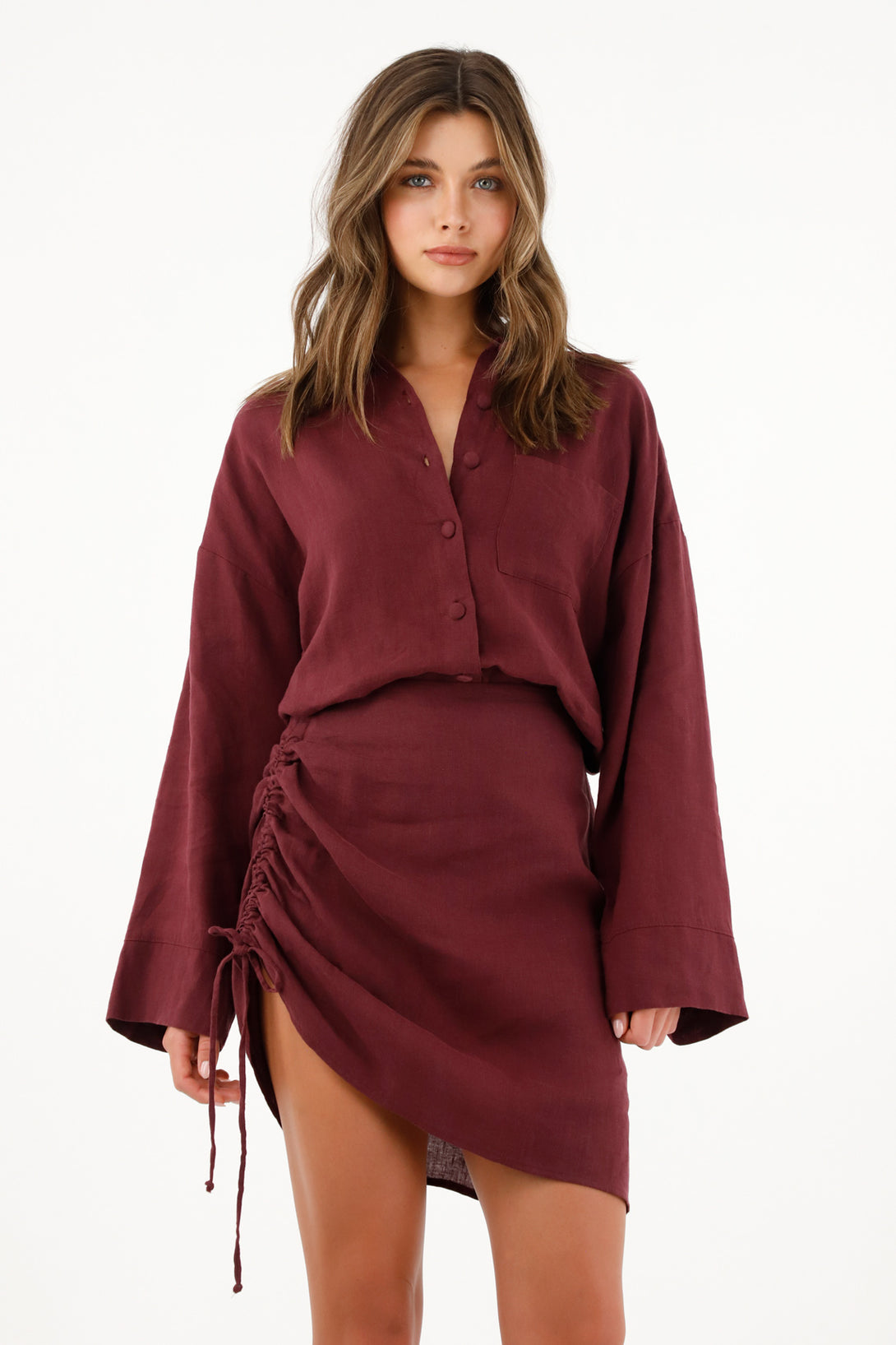 Women's Red Asymmetrical Hem Skirt
