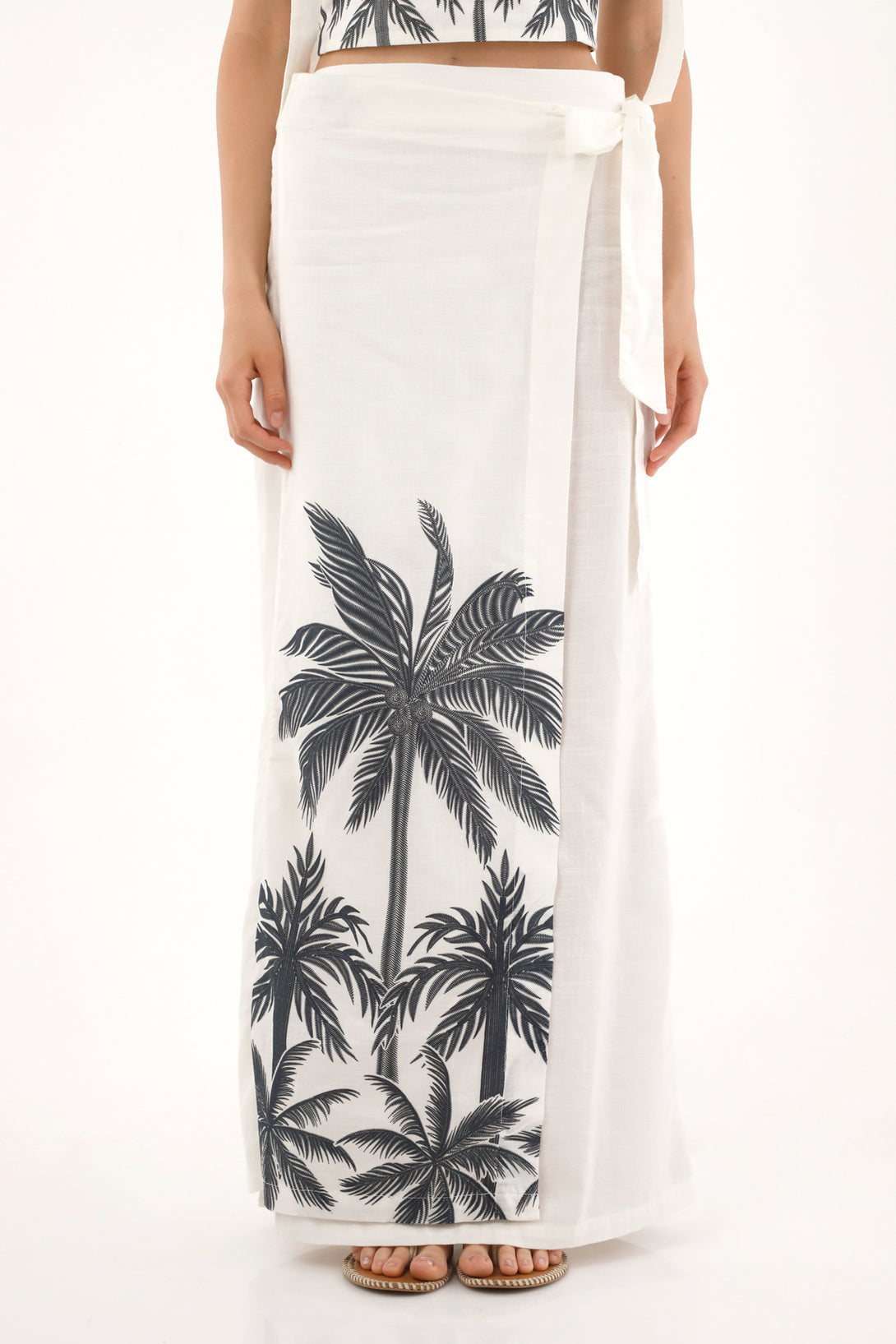 Women's Long Pareo Skirt with Palm Print