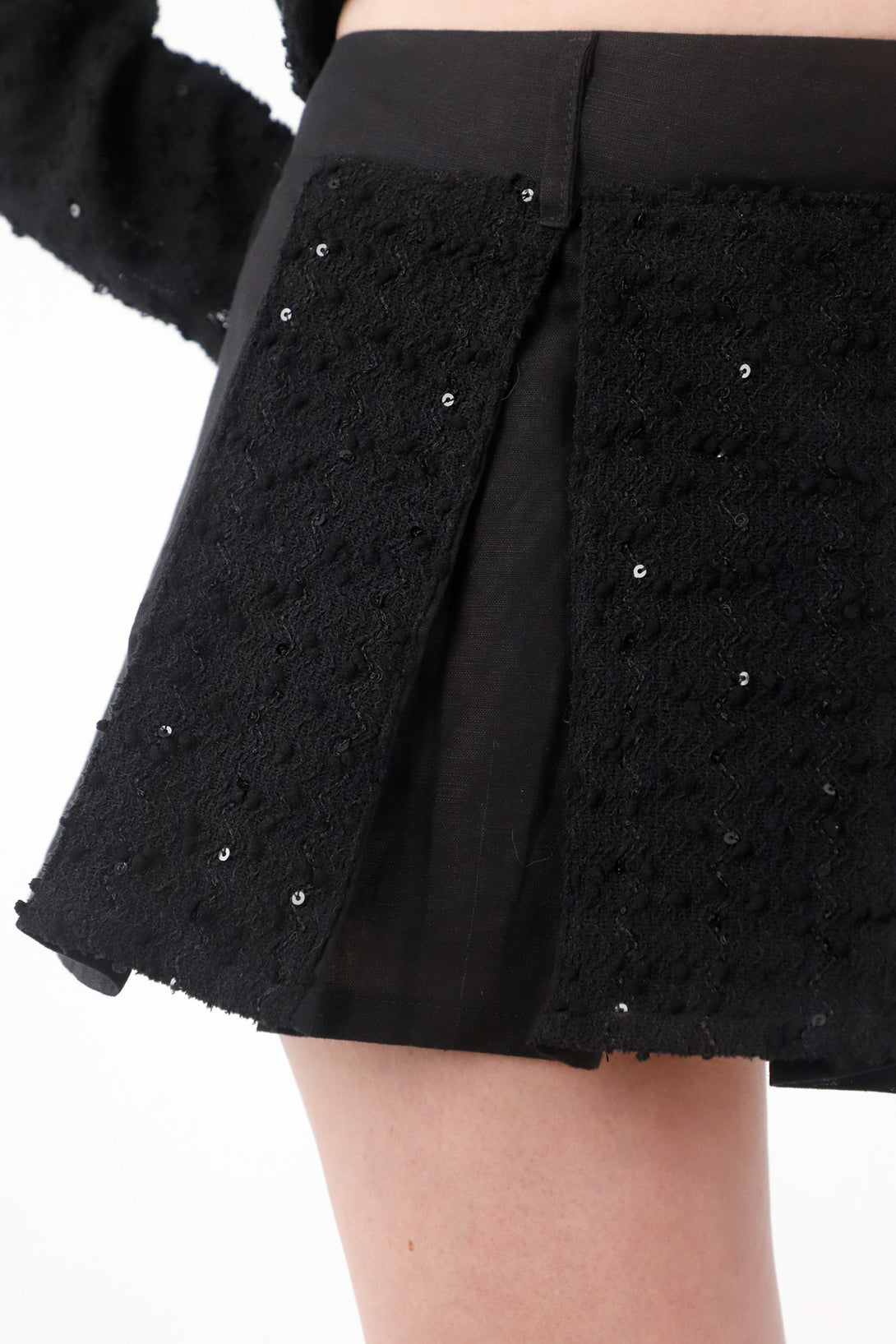 Falda short de tablas con lentejuelas para mujer