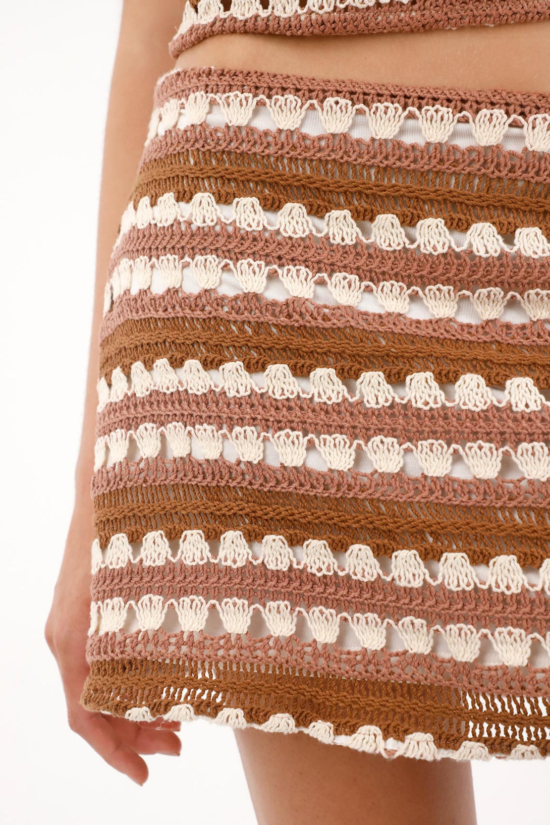 Falda corta tejida multicolor para mujer