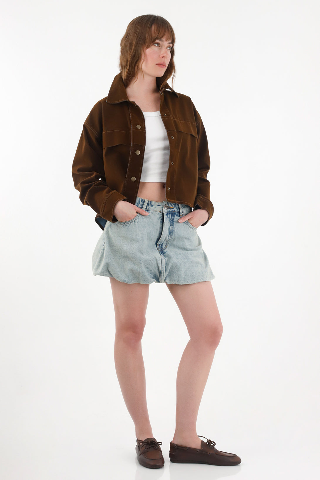 Women's Blue Balloon Denim Mini Skirt