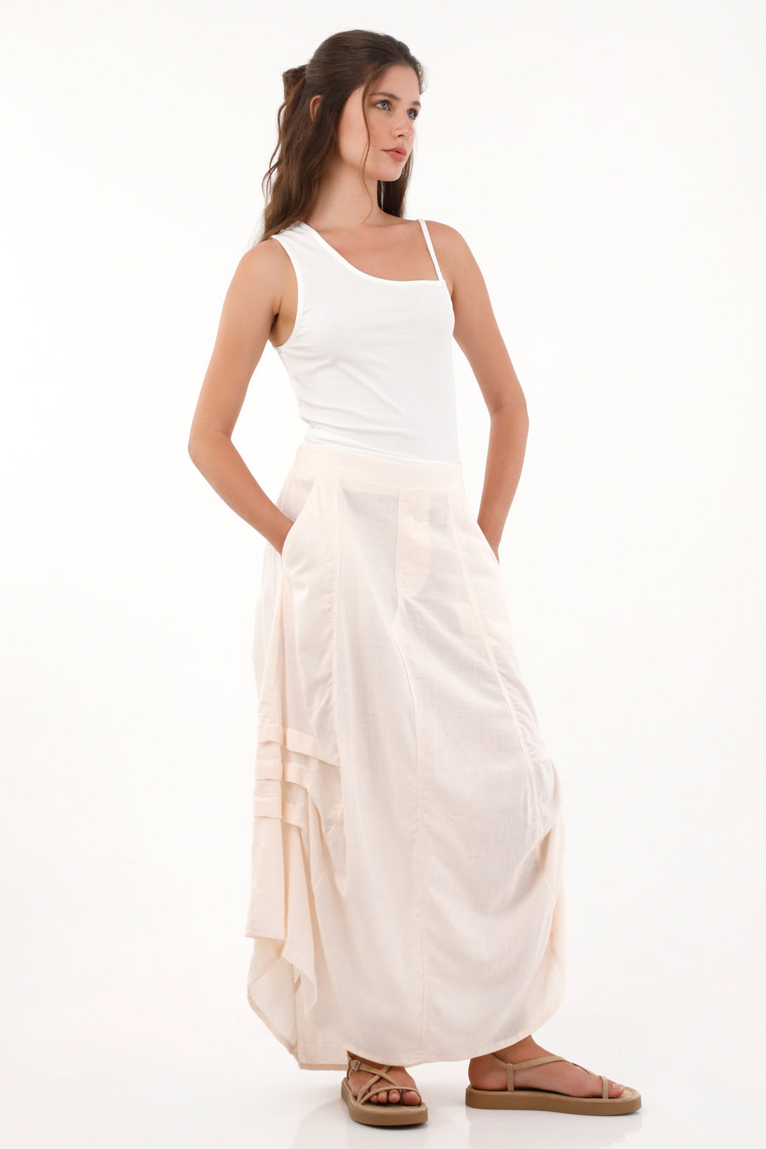 Women's Short Embroidered Dress in Beige