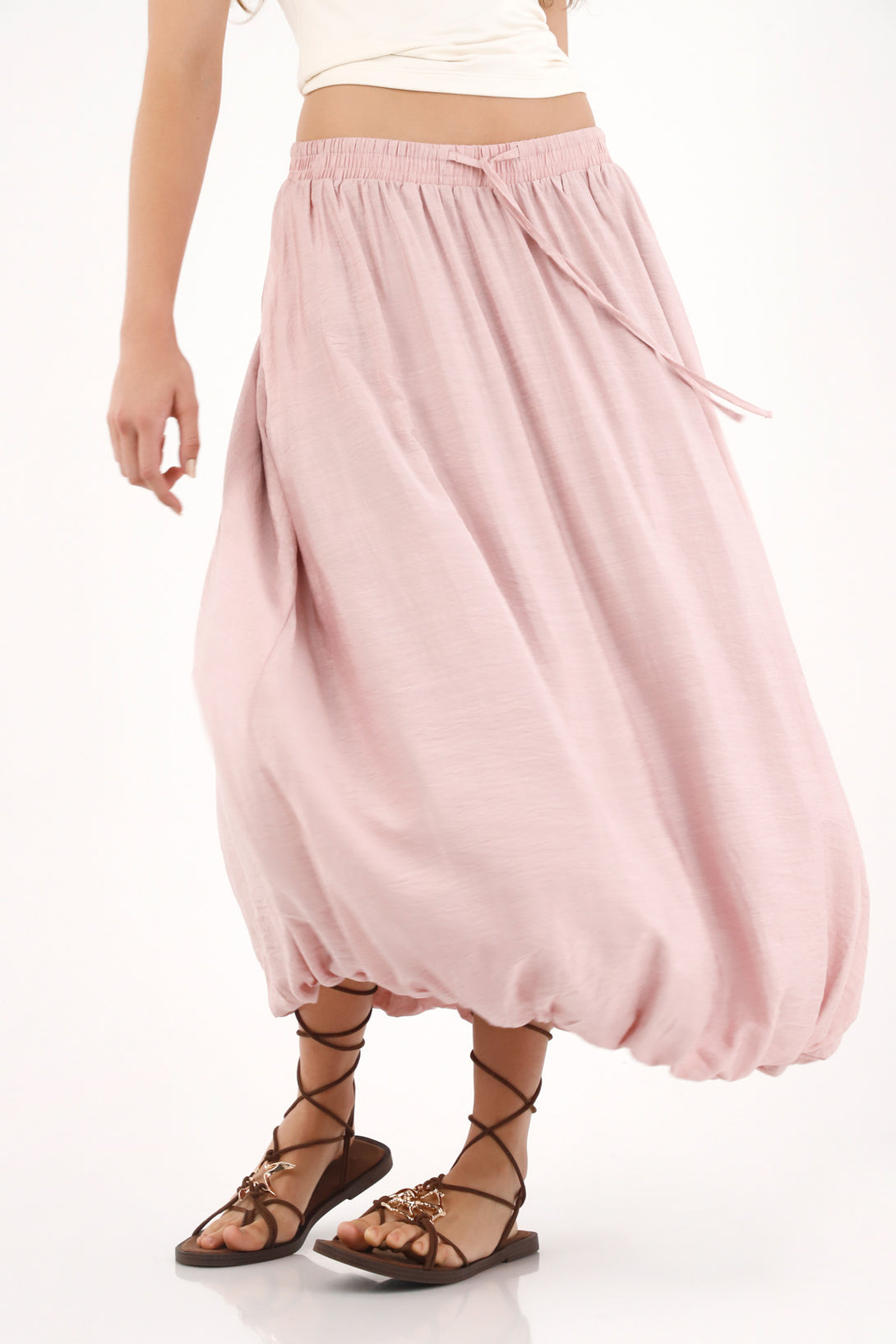 Women's Long Pink Balloon Hem Skirt