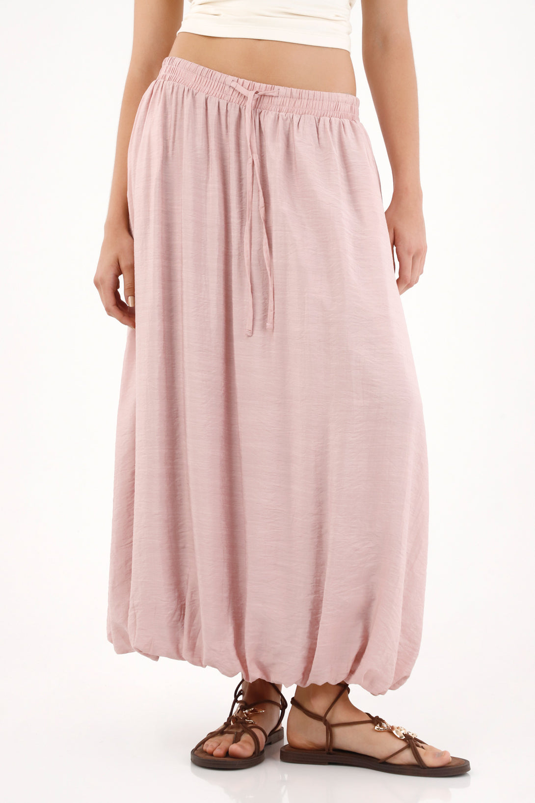 Women's Long Pink Balloon Hem Skirt