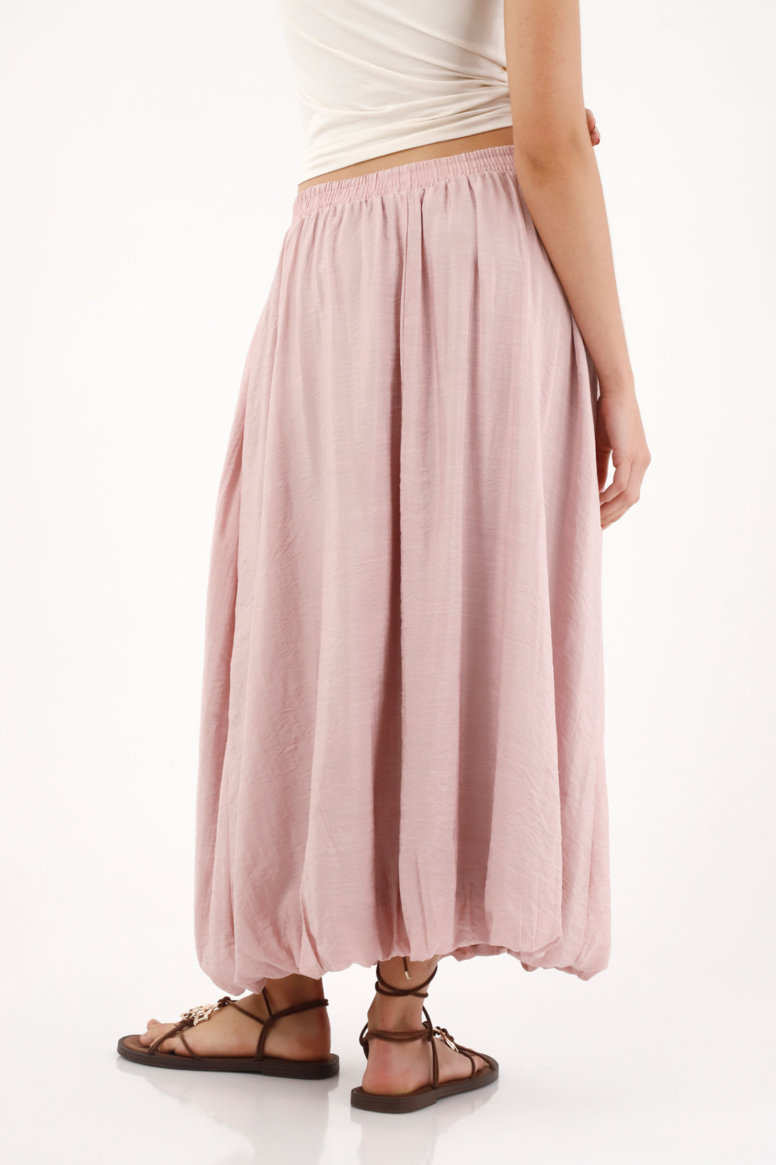 Women's Long Pink Balloon Hem Skirt