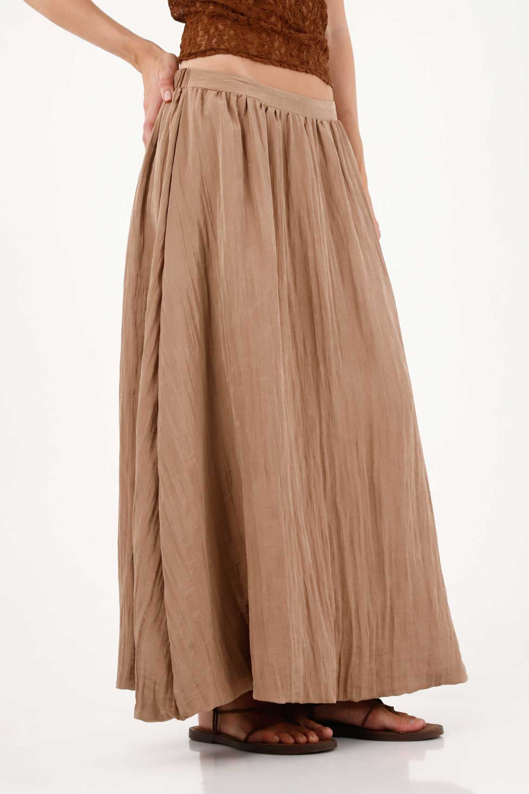 Long Skirt for Women Polyester and Polyamide Sand Fluid Fit
