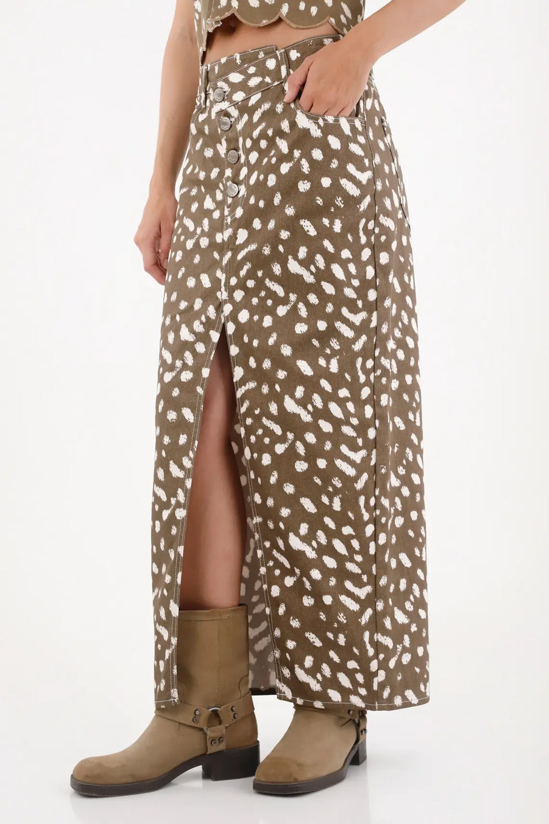 Falda larga con manchas para mujer